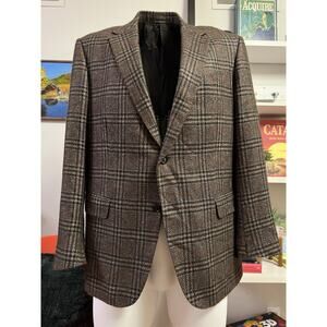 Ermenegildo Zenga Swiss-Made Silk/Cashmere Brown Plaid Jacket - 56R - MSRP $4495